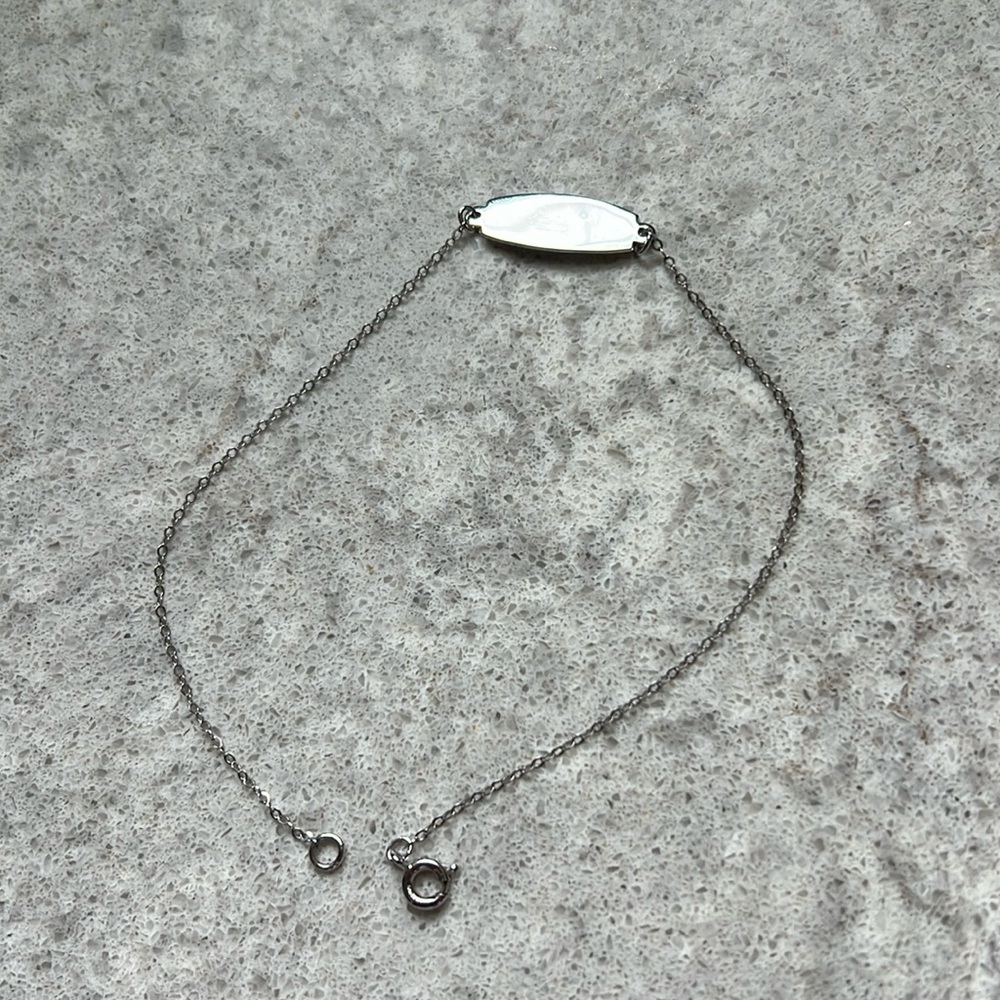 Sterling silver blank name plate bracelet